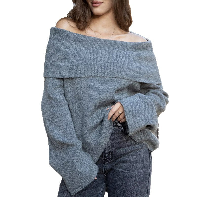 Damernas Off-Shoulder-Tröjkla dress i mjuk stickad kvalitet Mirla-Eva Jonsson