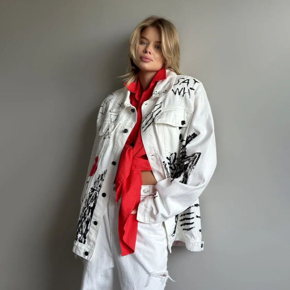 Damernas Oversize Konst-Denimjacka Mirla-Eva Jonsson