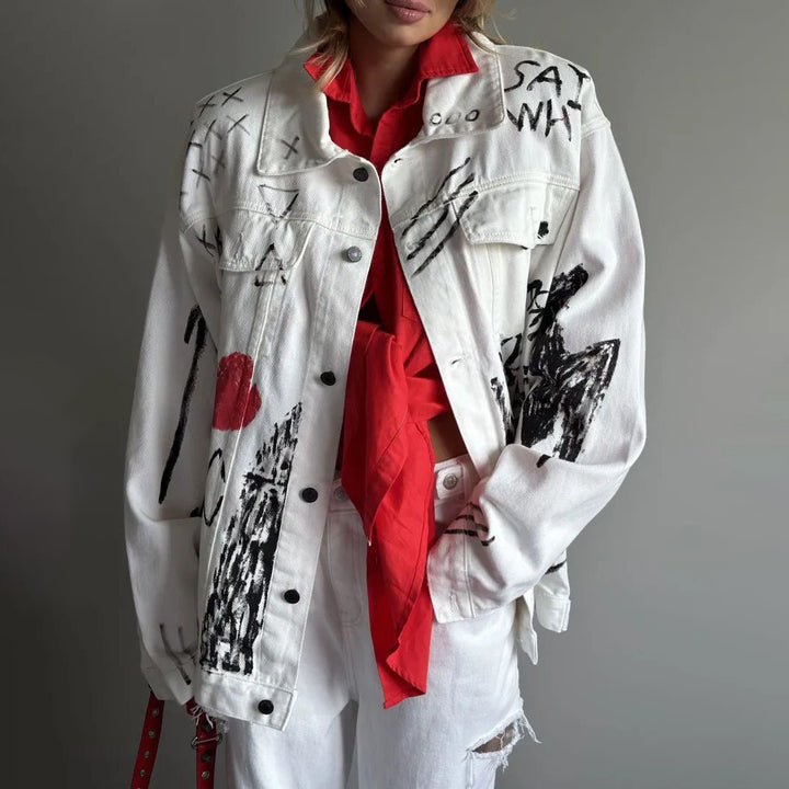 Damernas Oversize Konst-Denimjacka Mirla-Eva Jonsson