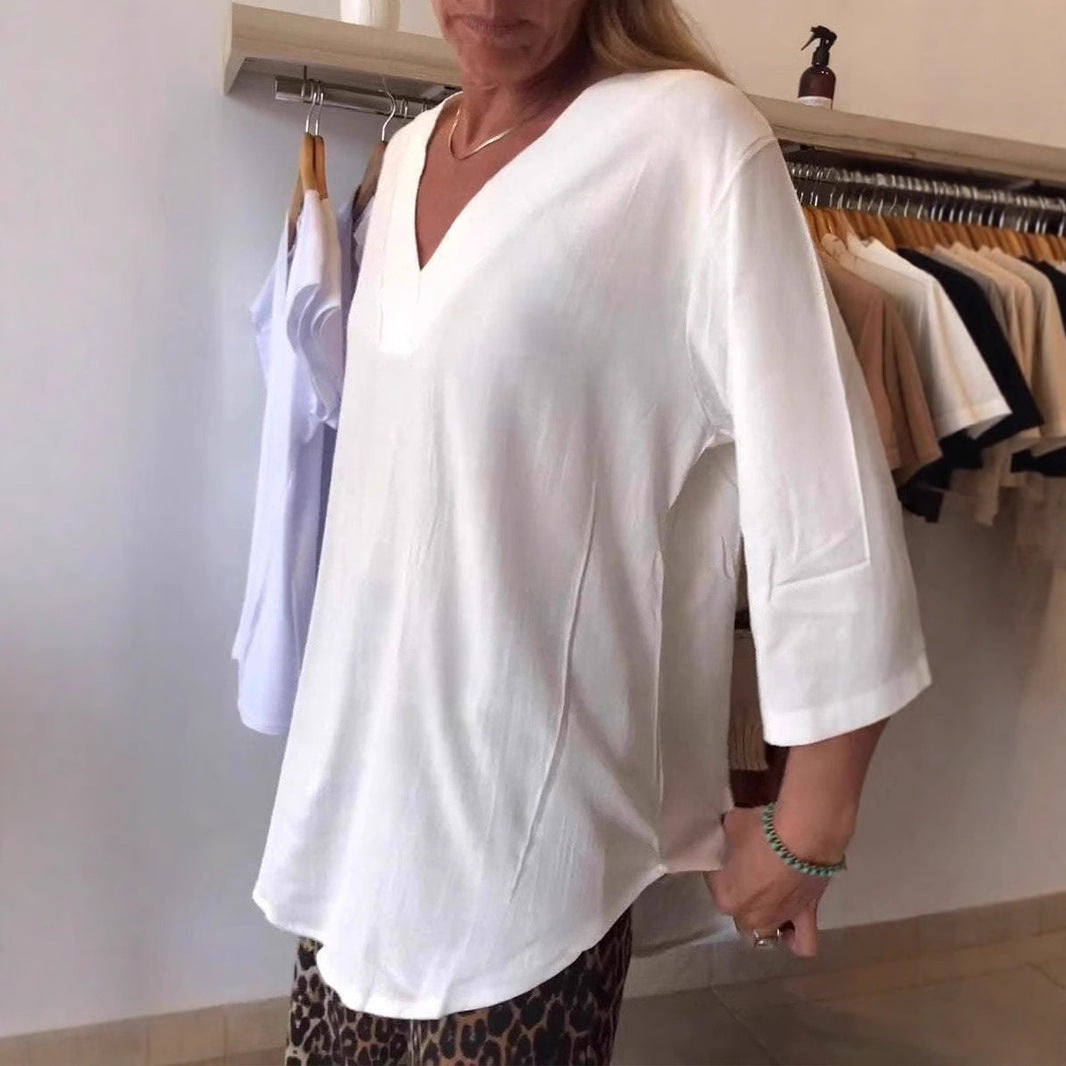 Damernas Oversize Tunika med modern V-hals och avslappnade ärmar Mirla-Eva Jonsson