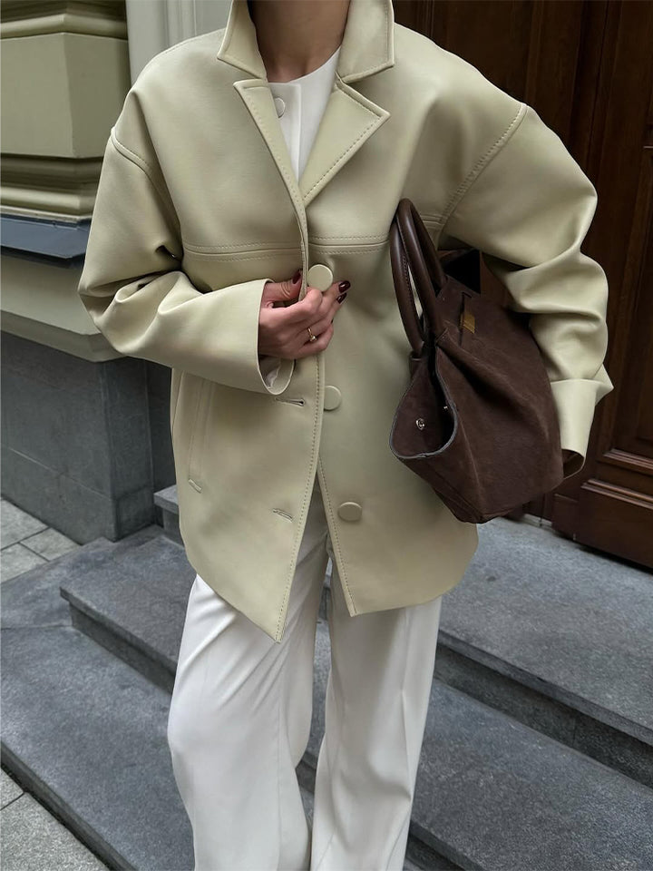 Damernas Oversized Blazerjacka i Konstläder Eva Jonsson-Eva Jonsson