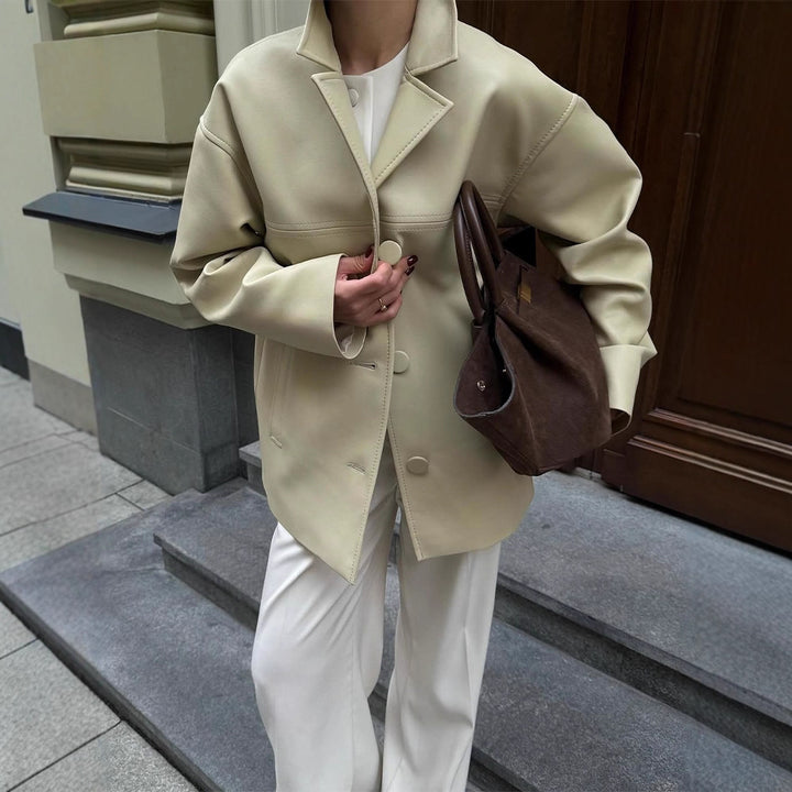 Damernas Oversized Blazerjacka i Konstläder Eva Jonsson-Eva Jonsson