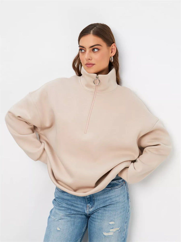 Damernas Oversized Hoodie med Hög Krage och Dragkedja Mirla-Eva Jonsson