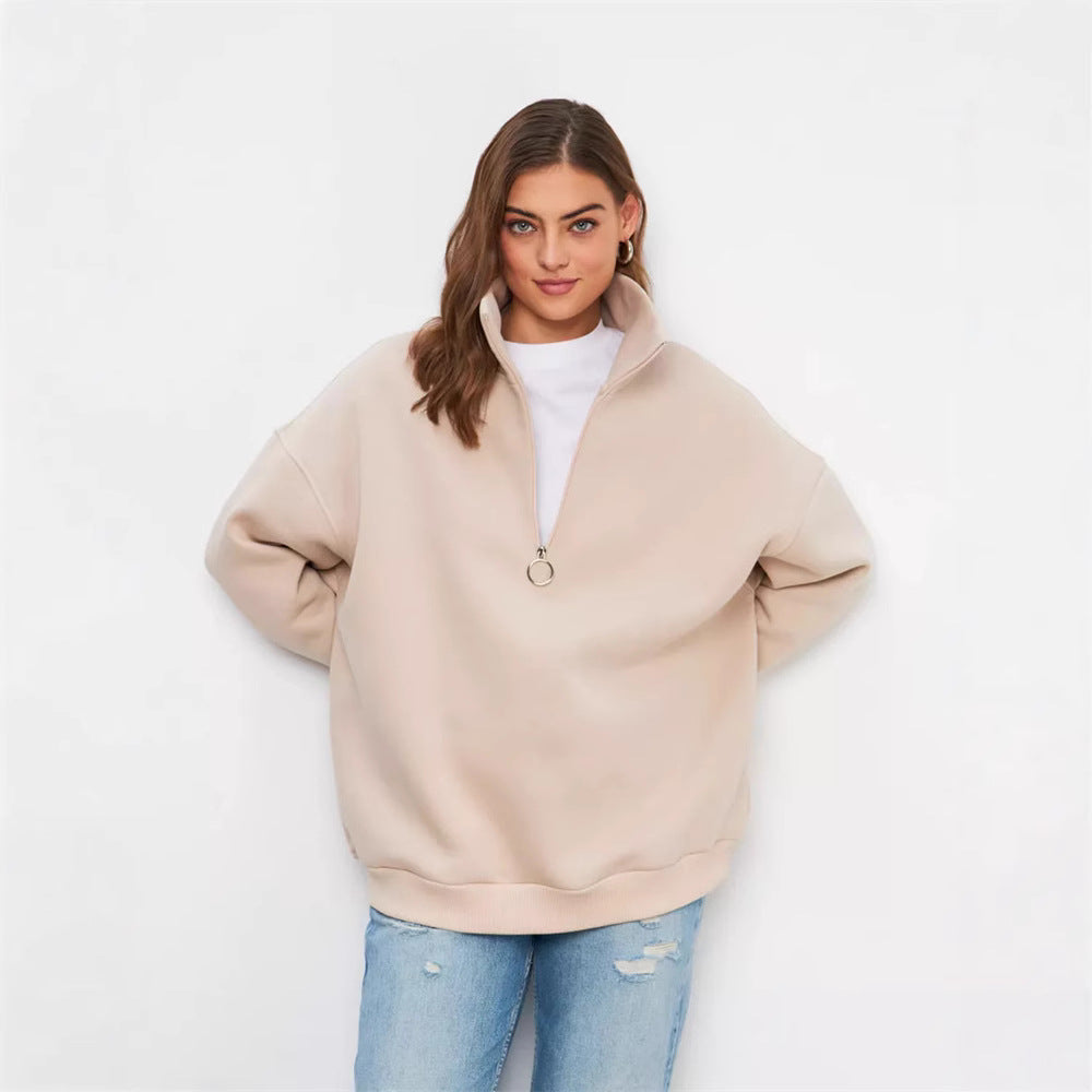 Damernas Oversized Hoodie med Hög Krage och Dragkedja Mirla-Eva Jonsson