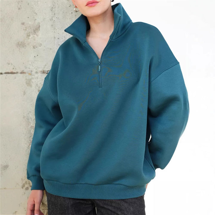 Damernas Oversized Hoodie med Hög Krage och Dragkedja Mirla-Eva Jonsson