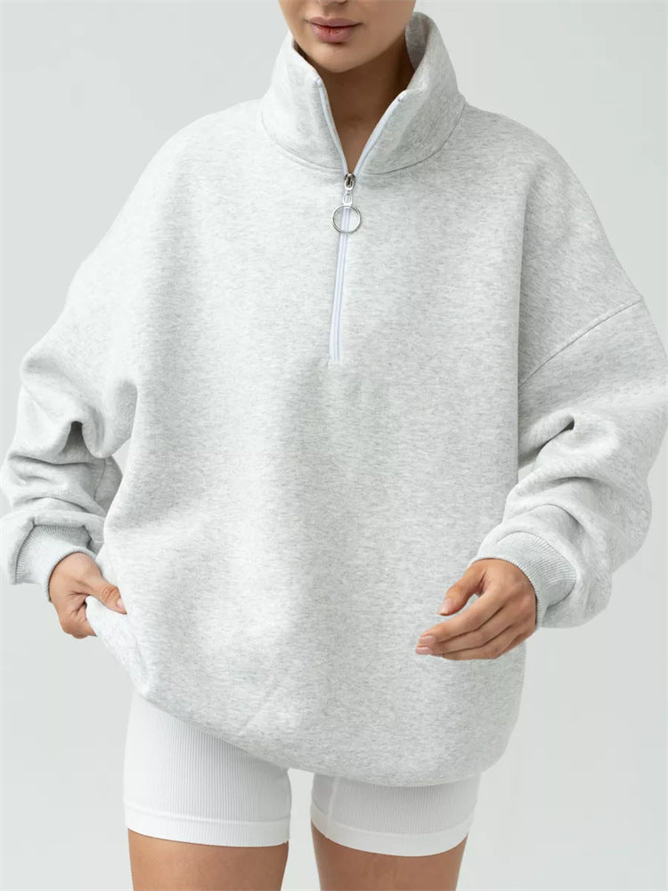 Damernas Oversized Hoodie med Hög Krage och Dragkedja Mirla-Eva Jonsson