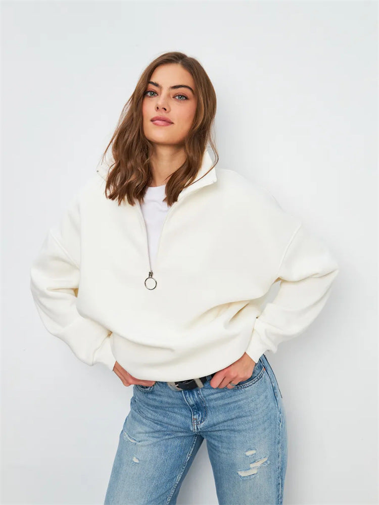 Damernas Oversized Hoodie med Hög Krage och Dragkedja Mirla-Eva Jonsson