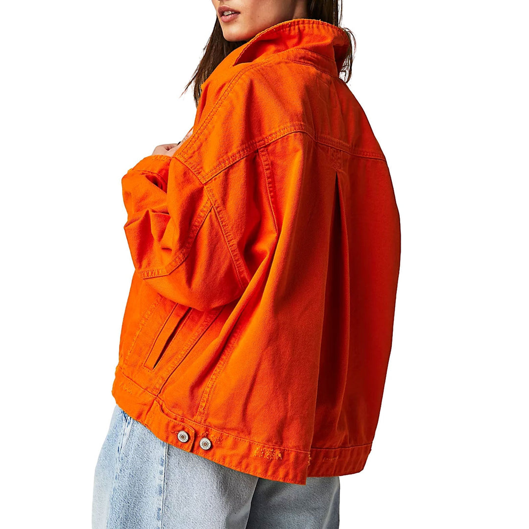 Damernas Oversized Jeanjacka med Fransig Kant och Lätt Skärning Mirla-Eva Jonsson