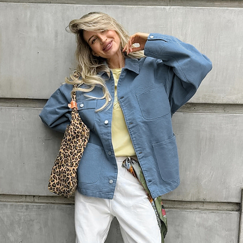 Damernas Oversized Jeansjacka med påsydda fickor och modern passform Mirla-Eva Jonsson