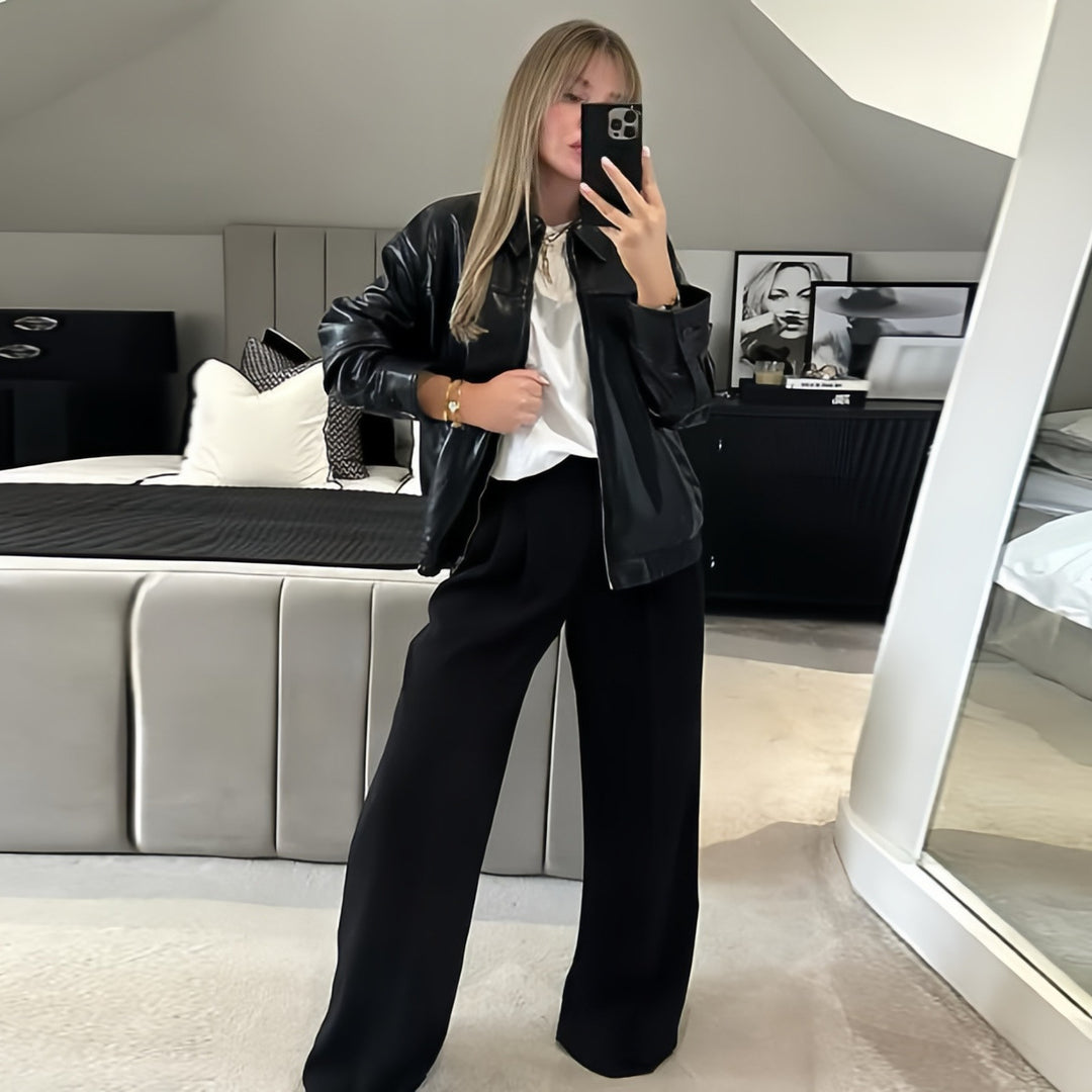 Damernas Oversized Konstläderjacka med generös passform och modiga detaljer Mirla-Eva Jonsson