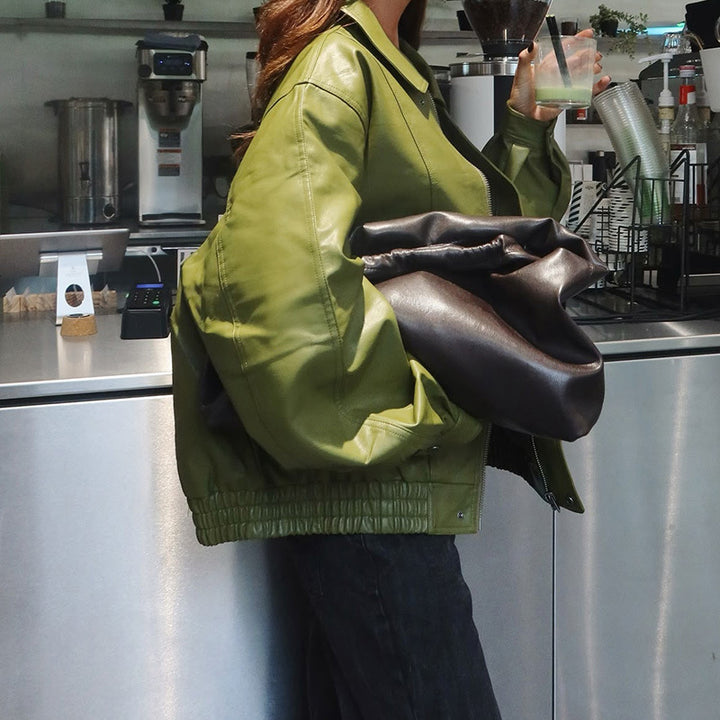 Damernas Oversized Konstläderjacka med modern passform Mirla-Eva Jonsson