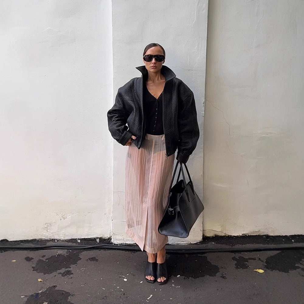 Damernas Oversized Läderjacka Mirla-Eva Jonsson