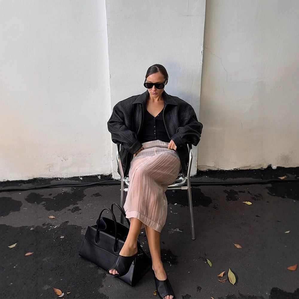 Damernas Oversized Läderjacka Mirla-Eva Jonsson