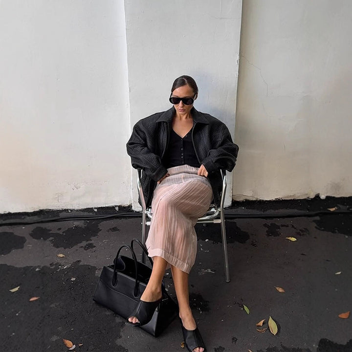 Damernas Oversized Läderjacka Mirla-Eva Jonsson