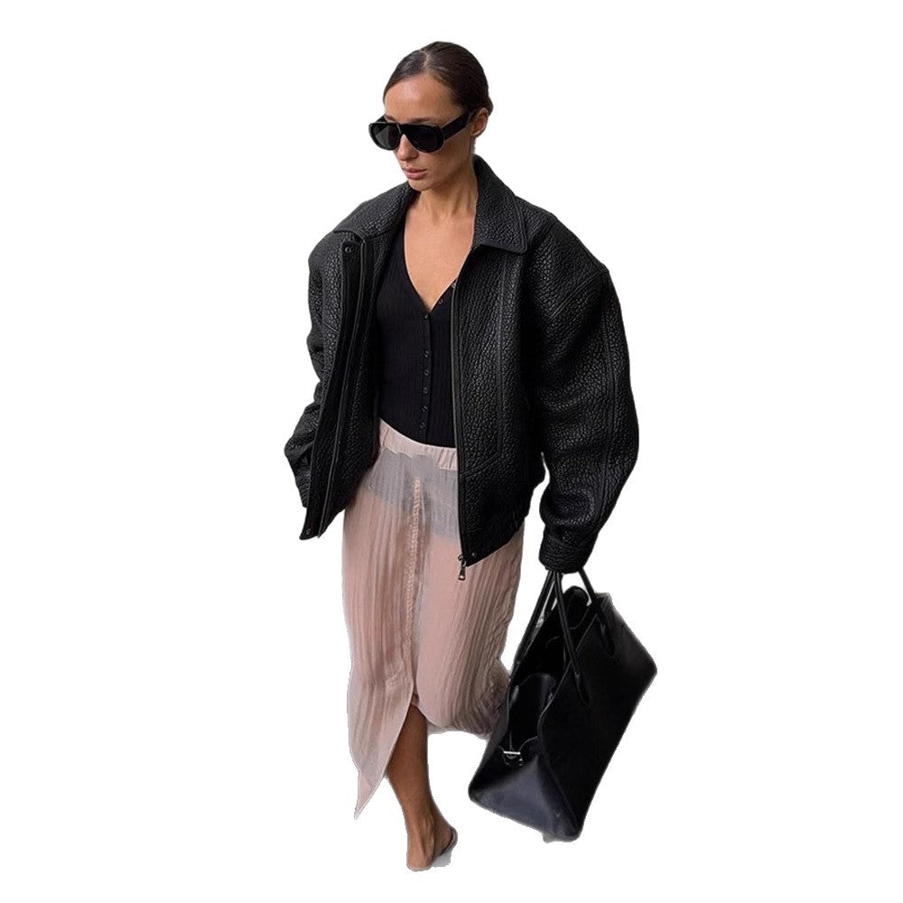 Damernas Oversized Läderjacka Mirla-Eva Jonsson