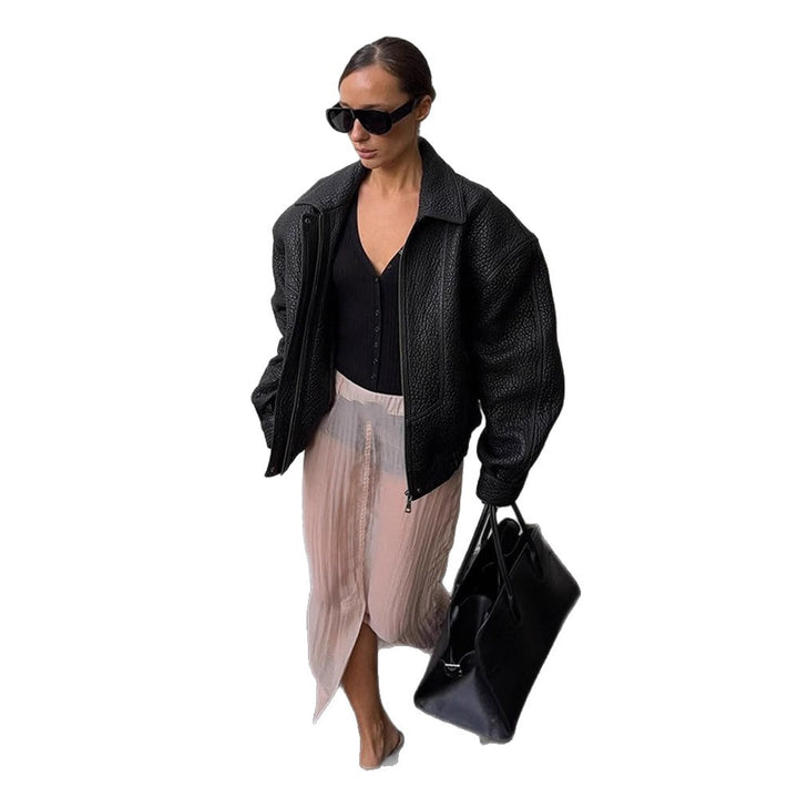 Damernas Oversized Läderjacka Mirla-Eva Jonsson