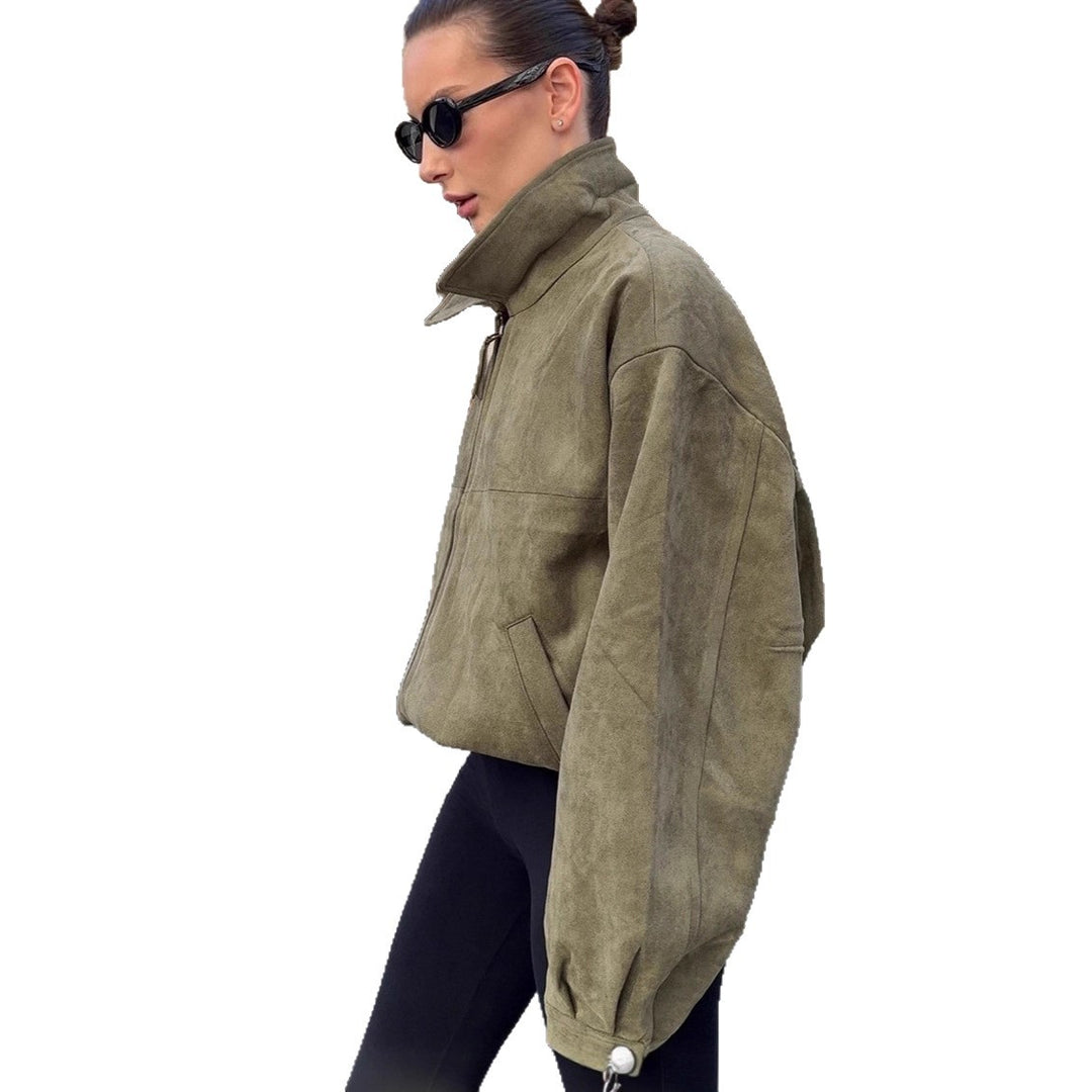 Damernas Oversized Mockajacka med hög krage och praktiska fickor Mirla-Eva Jonsson