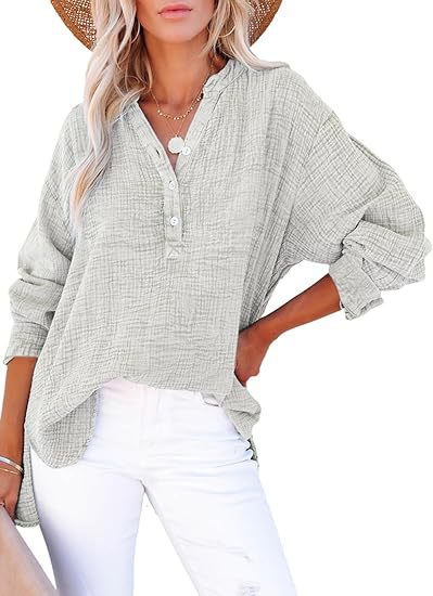 Damernas Oversized Skjortblus med Knappslå Mirla-Eva Jonsson