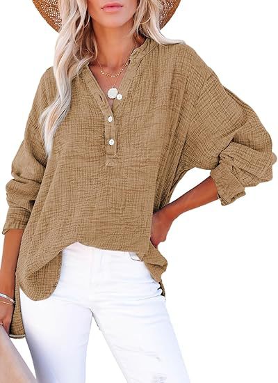Damernas Oversized Skjortblus med Knappslå Mirla-Eva Jonsson