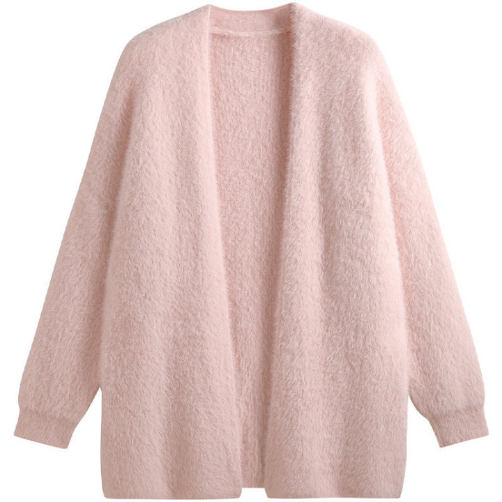 Damernas Oversized Stickad Jacka I Mjuk Fleece med Öppen Design Eva Jonsson-Eva Jonsson