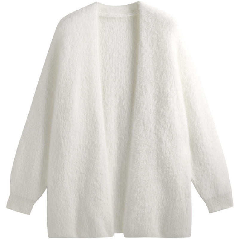 Damernas Oversized Stickad Jacka I Mjuk Fleece med Öppen Design Eva Jonsson-Eva Jonsson