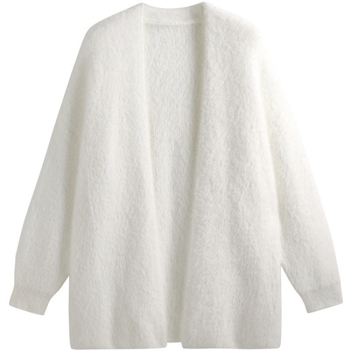 Damernas Oversized Stickad Jacka I Mjuk Fleece med Öppen Design Eva Jonsson-Eva Jonsson