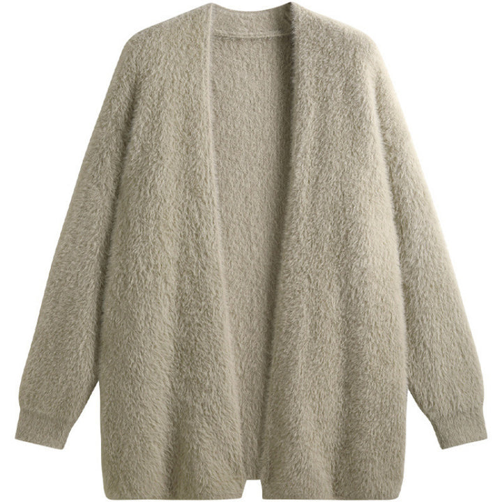 Damernas Oversized Stickad Jacka I Mjuk Fleece med Öppen Design Eva Jonsson-Eva Jonsson
