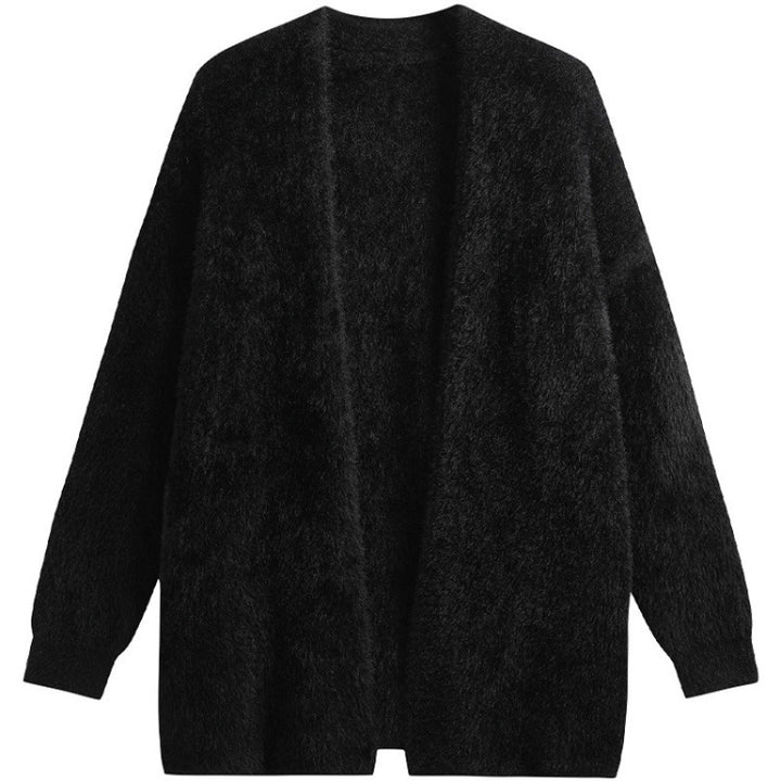 Damernas Oversized Stickad Jacka I Mjuk Fleece med Öppen Design Eva Jonsson-Eva Jonsson