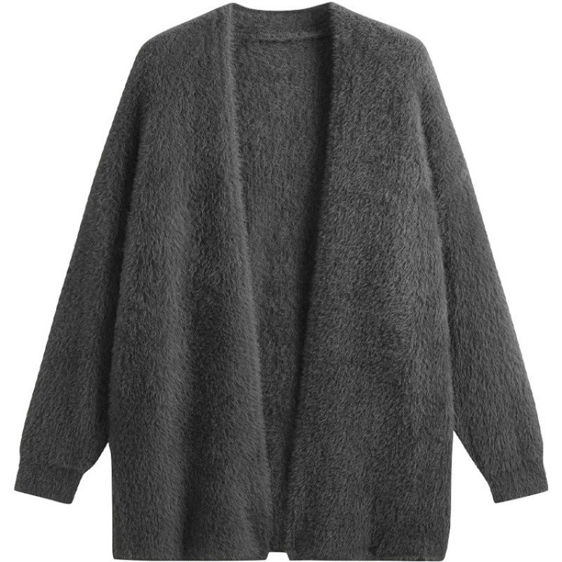 Damernas Oversized Stickad Jacka I Mjuk Fleece med Öppen Design Eva Jonsson-Eva Jonsson