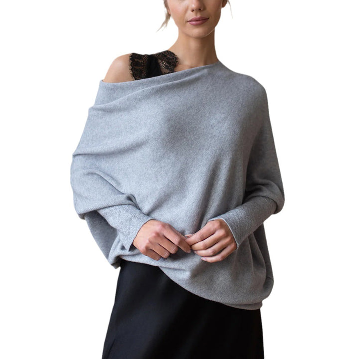 Damernas Oversized Stickad Tröja med Off-Shoulder Design Mirla-Eva Jonsson