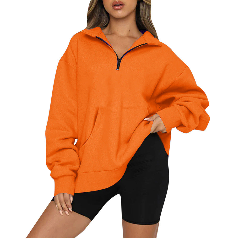 Damernas Oversized Sweatshirt med halv dragkedja och huva Mirla-Eva Jonsson