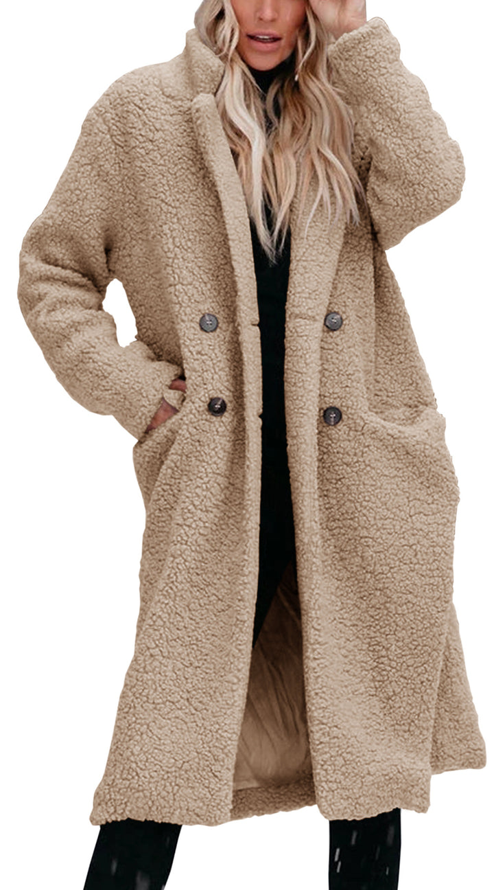 Damernas Oversized Teddy-kappa med knäppning och praktiska fickor Eva Jonsson-Eva Jonsson