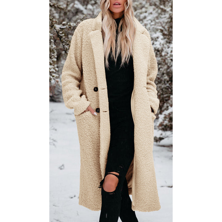 Damernas Oversized Teddy-kappa med knäppning och praktiska fickor Eva Jonsson-Eva Jonsson