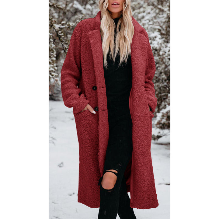Damernas Oversized Teddy-kappa med knäppning och praktiska fickor Eva Jonsson-Eva Jonsson