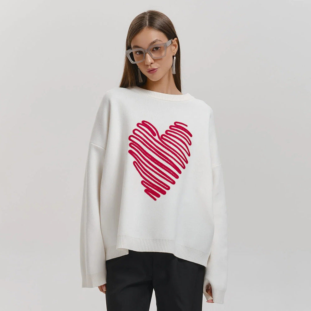 Damernas Oversized Tröja med Hjärtmotiv Mirla-Eva Jonsson