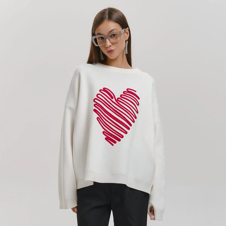 Damernas Oversized Tröja med Hjärtmotiv Mirla-Eva Jonsson