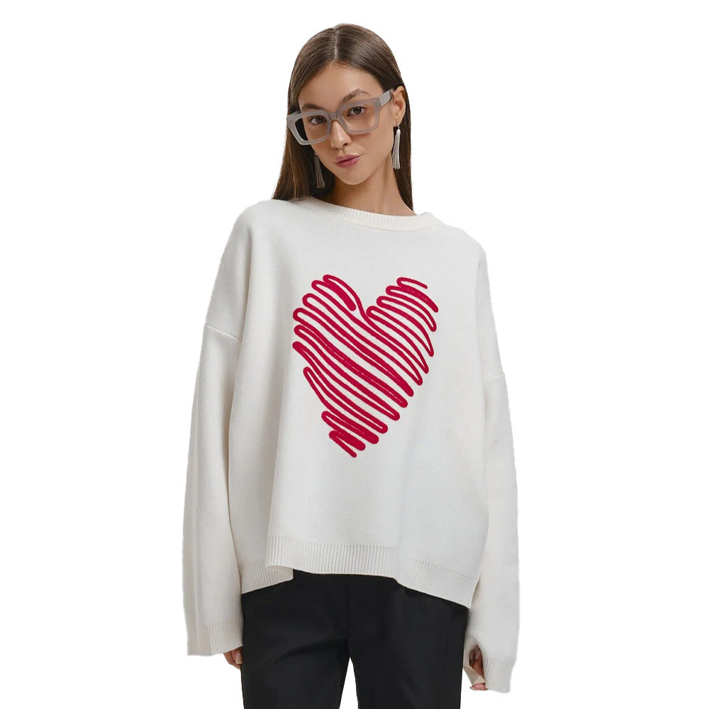 Damernas Oversized Tröja med Hjärtmotiv Mirla-Eva Jonsson