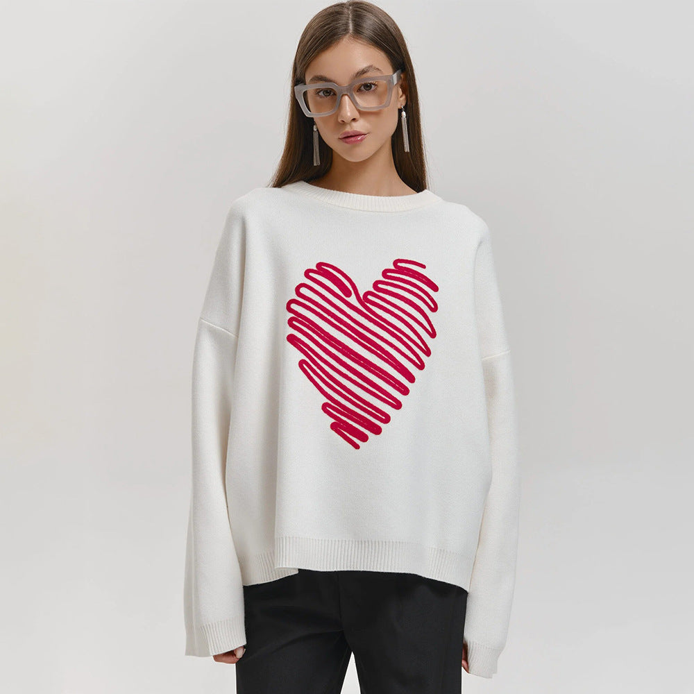 Damernas Oversized Tröja med Hjärtmotiv Mirla-Eva Jonsson