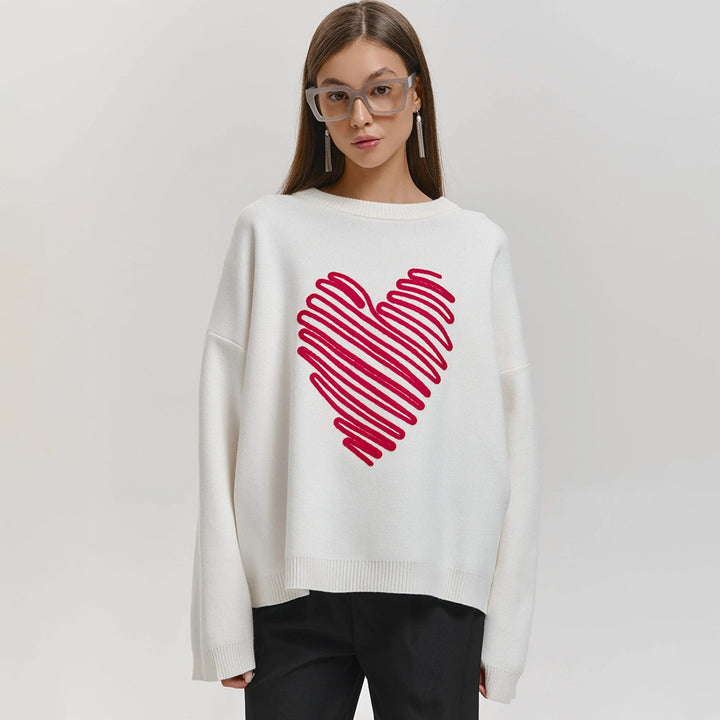 Damernas Oversized Tröja med Hjärtmotiv Mirla-Eva Jonsson