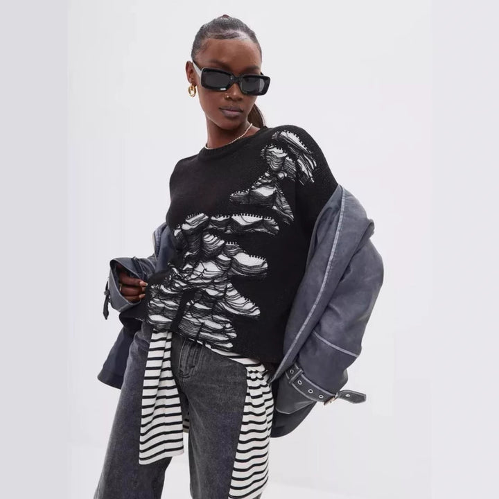 Damernas Oversized Tröja med kreativ strukturdesign och unika detaljer Mirla-Eva Jonsson
