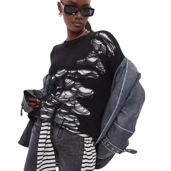 Damernas Oversized Tröja med kreativ strukturdesign och unika detaljer Mirla-Eva Jonsson
