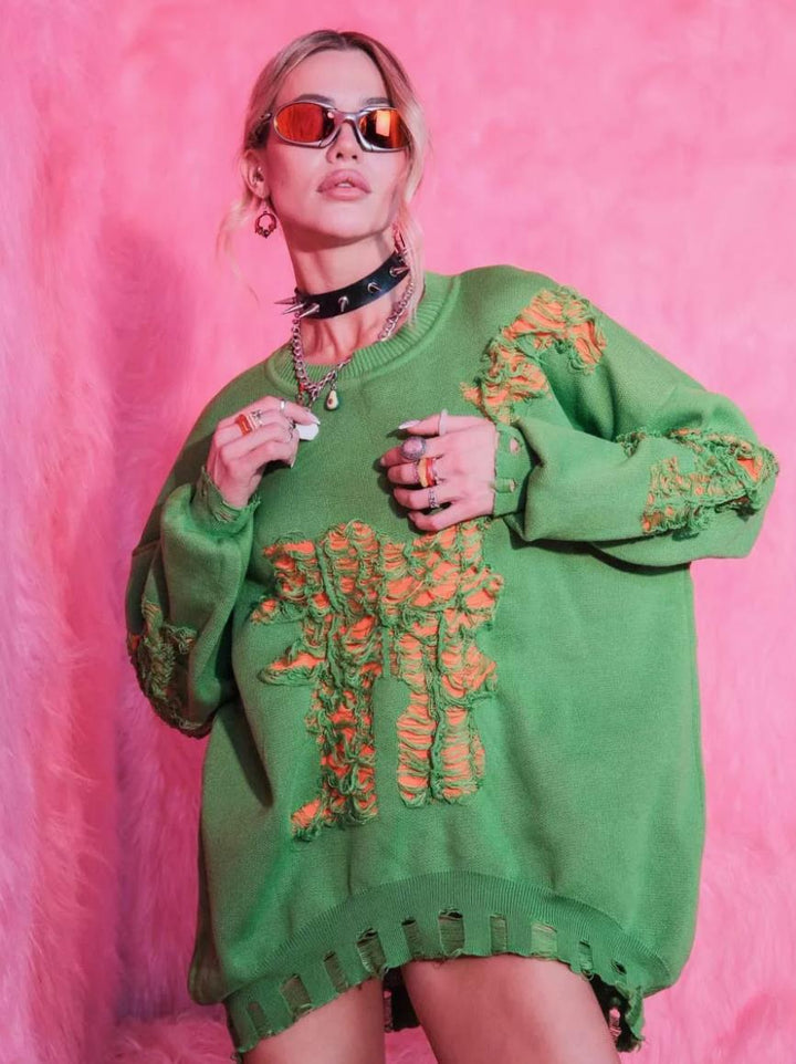 Damernas Oversized Tröja med kreativ strukturdesign och unika detaljer Mirla-Eva Jonsson