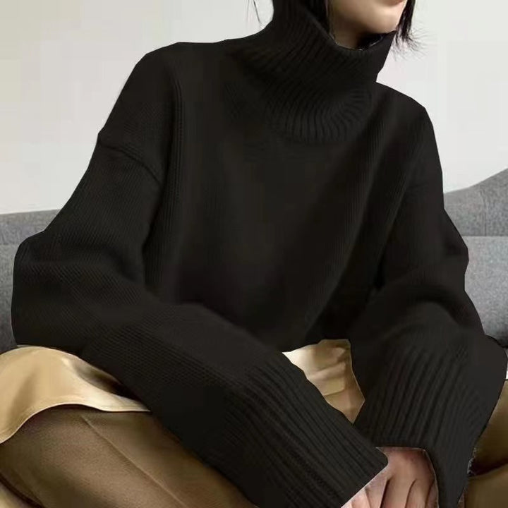 Damernas Oversized Turtleneck Tröja med Mjuk Stickad Mirla-Eva Jonsson