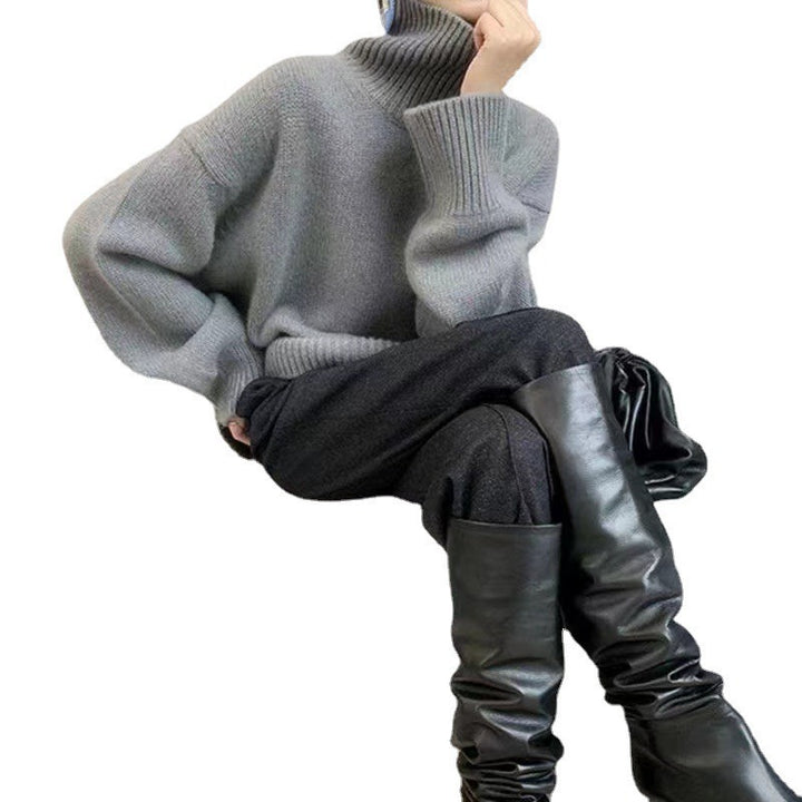 Damernas Oversized Turtleneck Tröja med Mjuk Stickad Mirla-Eva Jonsson