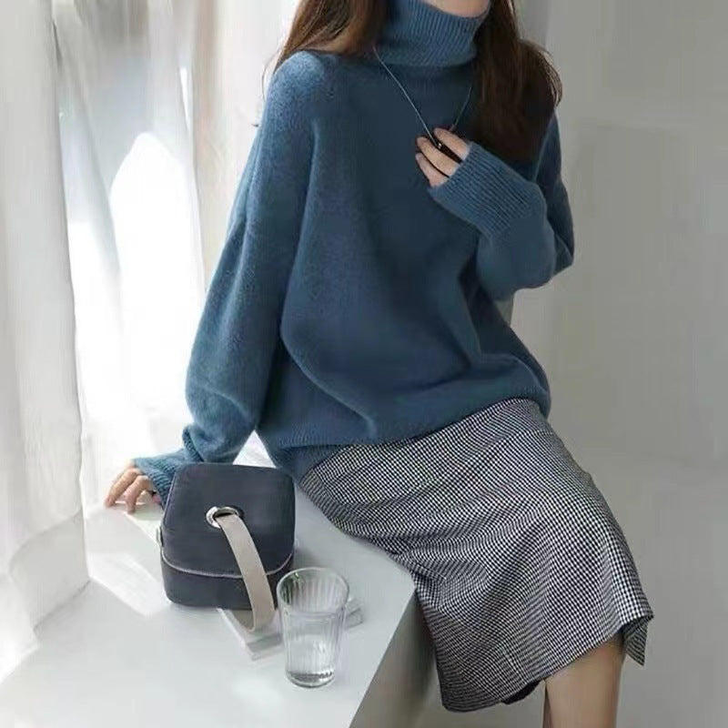 Damernas Oversized Turtleneck Tröja med Mjuk Stickad Mirla-Eva Jonsson
