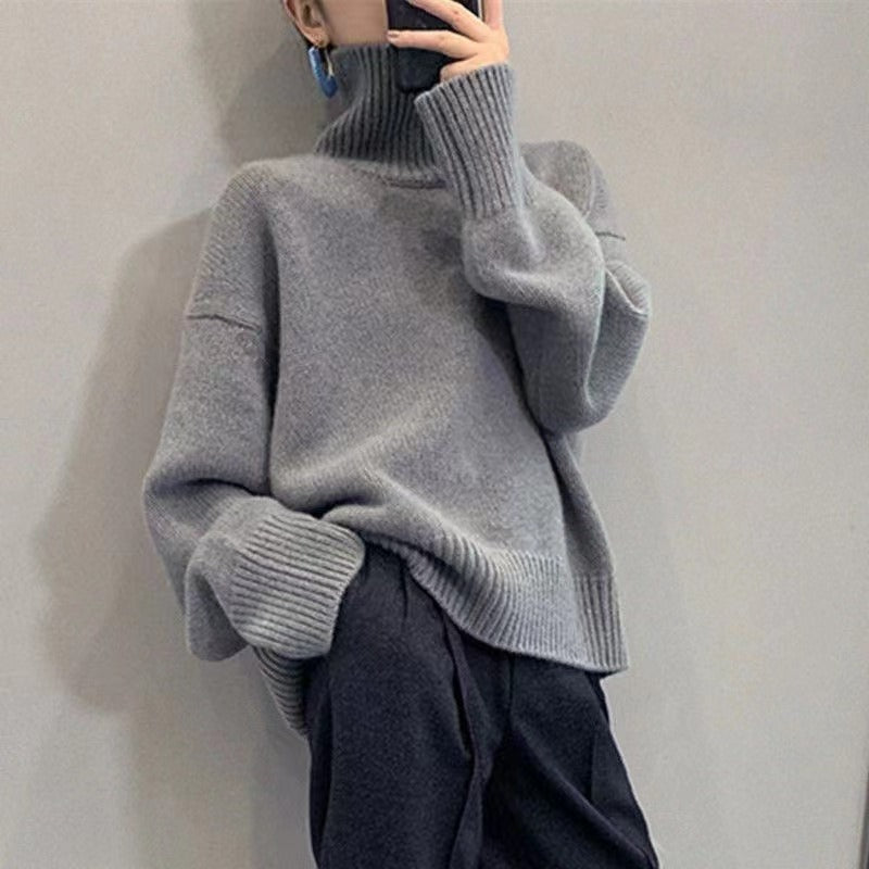 Damernas Oversized Turtleneck Tröja med Mjuk Stickad Mirla-Eva Jonsson