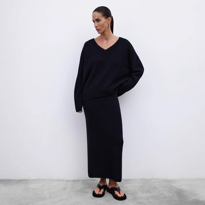 Damernas Oversized V-ringad Stickad Tröja Mirla-Eva Jonsson