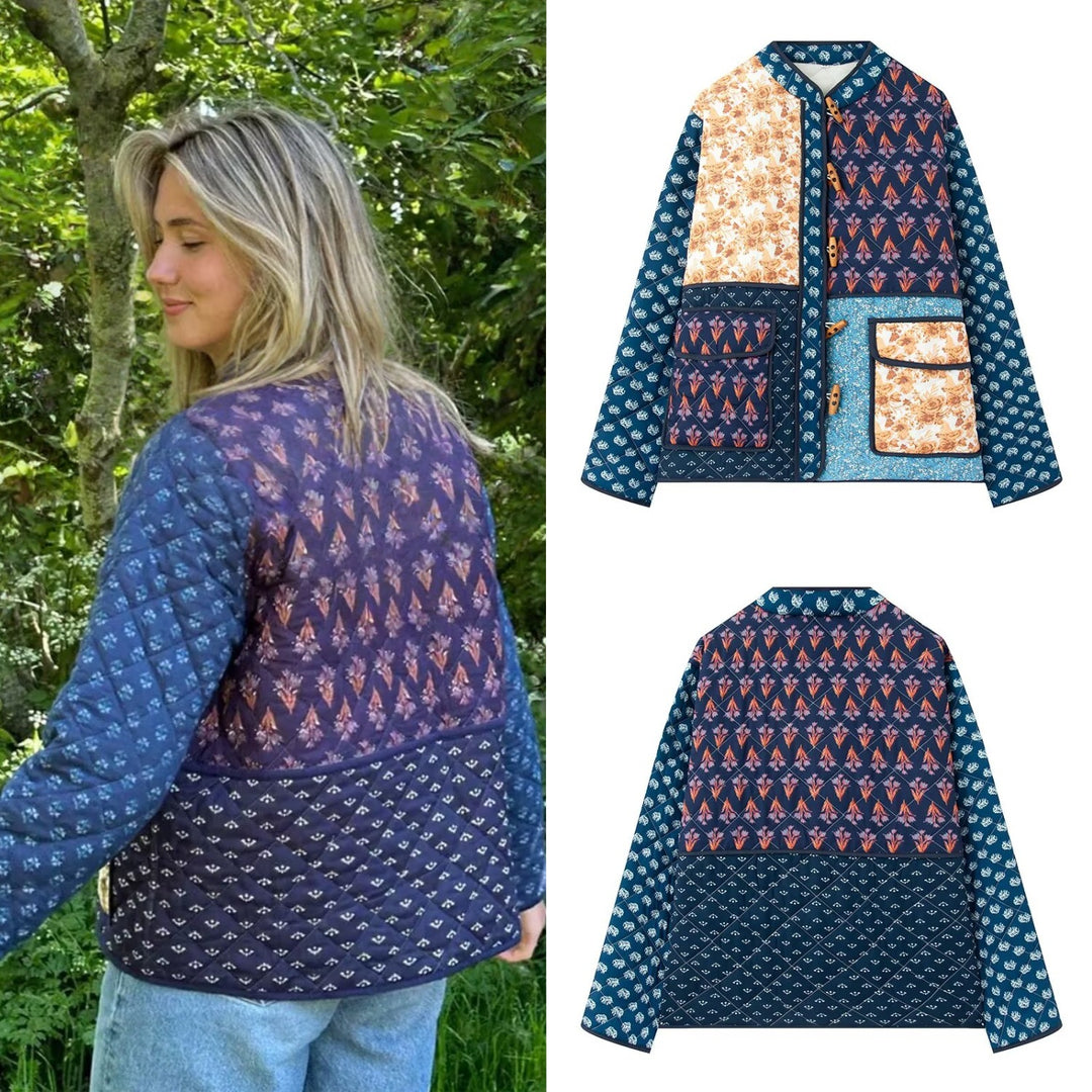 Damernas Patchwork Steppjacka med avancerade mönster och praktiska fickor Mirla-Eva Jonsson