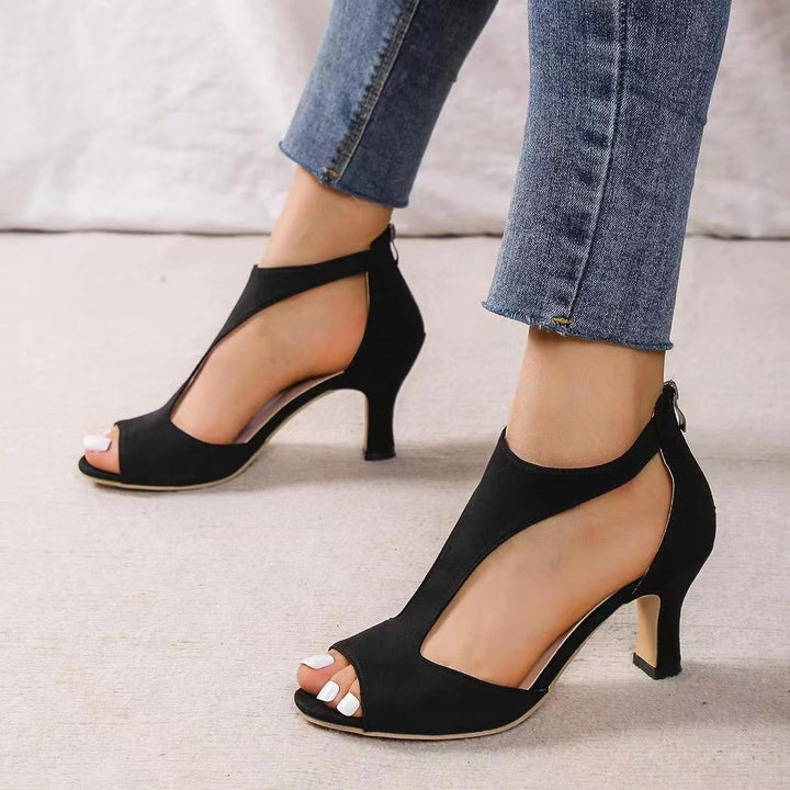 Damernas Peeptoe-pumps med elastisk skärning och bekväm klack Mirla-Eva Jonsson