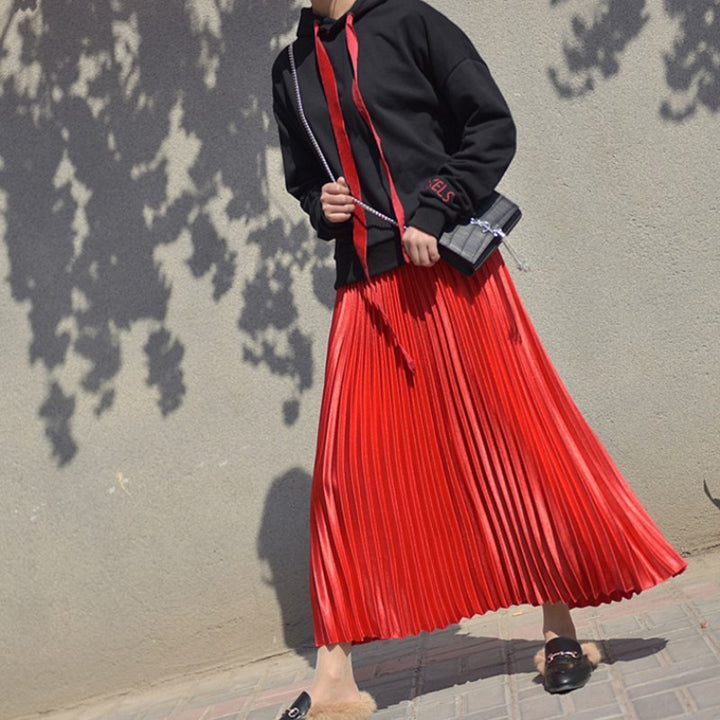 Damernas Plisserad Midi-Kjol med elastisk midja och elegant fall Eva Jonsson-Eva Jonsson